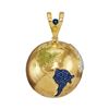 Image 1 : Mens Round Blue Color Enhanced Diamond Globe Planet Earth Charm Pendant 1.00 Cttw 10kt Yellow Gold