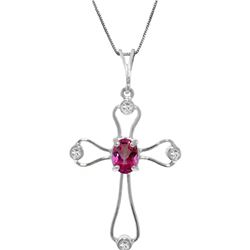 Genuine 0.57 ctw Pink Topaz & Diamond Necklace 14KT White Gold - REF-40Z8N