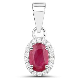 0.62 ctw Ruby & White Diamond Pendant 14K White Gold - REF-23T4X