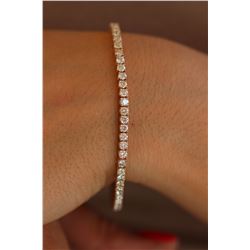 Natural 5.07 ctw Diamond Eternity Tennis Bracelet 18K Rose Gold - REF-401W3H