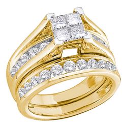 Diamond Bridal Wedding Engagement Ring Band Set 1/2 Cttw 10kt Yellow Gold