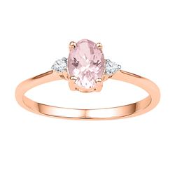 Oval Lab-Created Morganite Solitaire Diamond Ring 5/8 Cttw 10kt Rose Gold