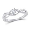 Image 1 : Diamond Solitaire Crossover Twist Promise Bridal Ring 1/6 Cttw 10kt White Gold