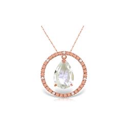 Genuine 6.6 ctw White Topaz & Diamond Necklace 14KT Rose Gold - REF-52N9R