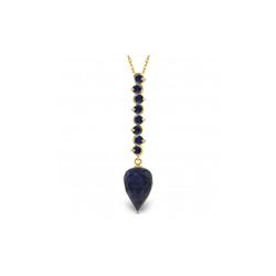 Genuine 14.55 ctw Sapphire Necklace 14KT Yellow Gold - REF-52R9P