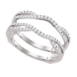 Diamond Wrap Ring Guard Enhancer Wedding Band 1/3 Cttw 14kt White Gold