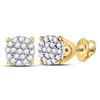 Image 1 : Diamond Cluster Earrings 1/8 Cttw 10kt Yellow Gold