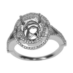 0.44 CTW Diamond Semi Mount Ring 14K White Gold - REF-42M2F