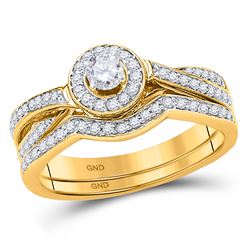 Diamond Bridal Wedding Engagement Ring Band Set 1/2 Cttw 10k Yellow Gold