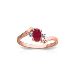 Genuine 0.46 ctw Ruby & Diamond Ring 14KT Rose Gold - REF-29V3W