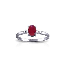 Genuine 0.51 ctw Ruby & Diamond Ring 14KT White Gold - REF-22P3H