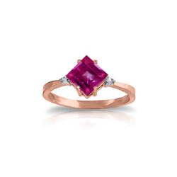 Genuine 1.77 ctw Pink Topaz & Diamond Ring 14KT Rose Gold - REF-29H2X