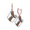 Image 1 : Round Brown Diamond Dangle Earrings 1-3/4 Cttw 10kt Rose Gold