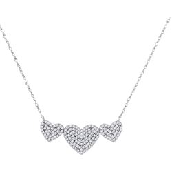 Diamond Triple Heart Cluster Pendant Necklace 3/8 Cttw 10kt White Gold