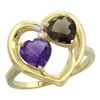 Image 1 : 2.61 CTW Diamond, Amethyst & Quartz Ring 10K Yellow Gold - REF-23M7K