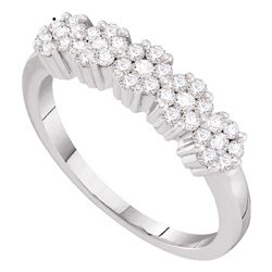 Diamond Five Flower Cluster Ring 1/4 Cttw 14kt White Gold