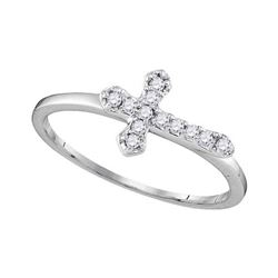 Diamond Cross Faith Band Ring 1/8 Cttw 10kt White Gold