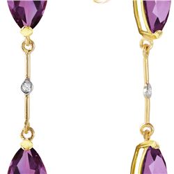 Genuine 6.01 ctw Amethyst & Diamond Earrings 14KT Yellow Gold - REF-42P4H