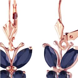 Genuine 1.24 ctw Sapphire Earrings 14KT Rose Gold - REF-42Z9N