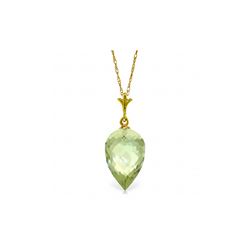 Genuine 9.5 ctw Green Amethyst Necklace 14KT Yellow Gold - REF-21V2W