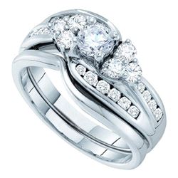 Diamond Bridal Wedding Engagement Ring Band Set 1.00 Cttw 14kt White Gold