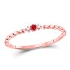 Image 1 : Round Ruby Solitaire Diamond Stackable Band Ring .03 Cttw 10kt Rose Gold