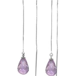 Genuine 4.5 ctw Amethyst Earrings 14KT White Gold - REF-20K4V