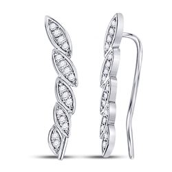 Diamond Marquise-shape Climber Earrings 1/4 Cttw 14kt White Gold