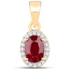 Image 1 : 1.04 ctw Ruby & White Diamond Pendant 14K Yellow Gold - REF-33W2M