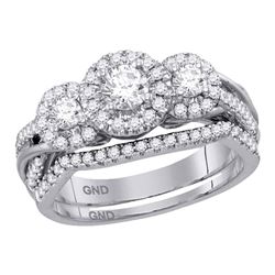 Diamond Bridal Wedding Engagement Ring Band Set 1.00 Cttw 14kt White Gold