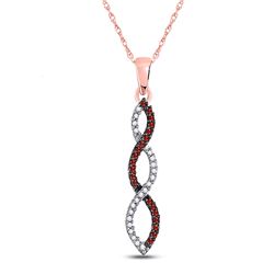 Red Color Enhanced Diamond Infinity Weave Woven Pendant 1/8 Cttw 10k Pink Rose Gold