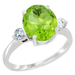 2.98 CTW Peridot & Diamond Ring 14K White Gold - REF-72V2R