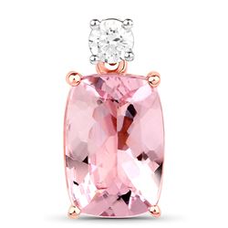 2.08 ctw Morganite & Diamond Pendant 14K Rose Gold - REF-78M2R