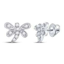 Diamond Butterfly Bug Stud Earrings 1/8 Cttw 10kt White Gold