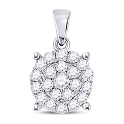 Diamond Cindys Dream Circle Cluster Pendant 1/2 Cttw 10kt White Gold