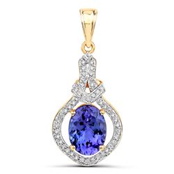 4.19 ctw Tanzanite & Diamond Pendant 14K Yellow Gold - REF-284T2X