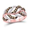 Image 1 : Round Brown Diamond Vine Leaf Ring 5/8 Cttw 10kt Rose Gold