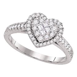 Diamond Heart Cluster Ring 1/2 Cttw 14kt White Gold