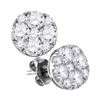 Image 1 : Diamond Cluster Screwback Earrings 2 Cttw 10kt White Gold
