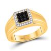 Image 1 : Mens Round Black Color Enhanced Diamond Square Cluster Ring 3/8 Cttw 10kt Yellow Gold