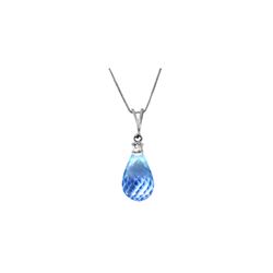 Genuine 2.3 ctw Blue Topaz & Diamond Necklace 14KT White Gold - REF-22Z8N