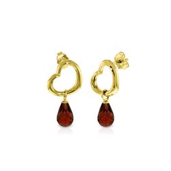 Genuine 4.5 ctw Garnet Earrings 14KT Yellow Gold - REF-42H6X