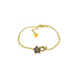 Genuine 0.87 ctw Peridot & Amethyst Bracelet 14KT Yellow Gold - REF-50Z5N