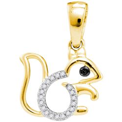 Diamond Squirrel Critter Pendant 1/20 Cttw 10kt Yellow Gold