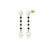 Image 1 : Genuine 11 ctw Pearl & Sapphire Earrings 14KT Yellow Gold - REF-31N4R
