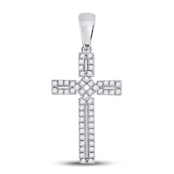 Diamond Roman Cross Pendant 1/3 Cttw 10kt White Gold