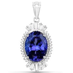 9.91 ctw Tanzanite & Diamond Pendant 18K White Gold - REF-1017R8K