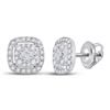 Image 1 : Diamond Cushion Cluster Earrings 1/2 Cttw 14kt White Gold