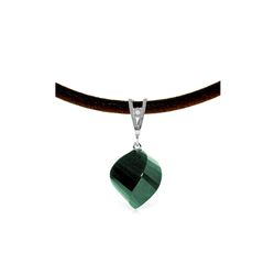 Genuine 15.26 ctw Green Sapphire Corundum & Diamond Necklace 14KT White Gold - REF-49H8X