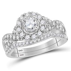 Diamond Twist Bridal Wedding Engagement Ring Set 1.00 Cttw 14kt White Gold